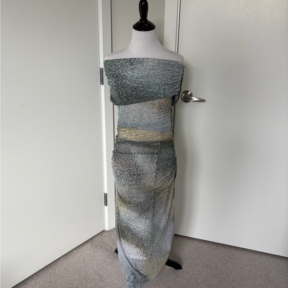 Express off shoulder bodycon Dress in Green and Gray size small
